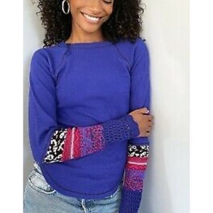 In The Mix Crochet Cuff Thermal Top